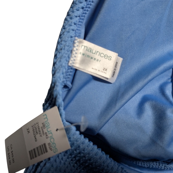 Maurices Blue Textured Adjustable Tie Bikini Top NWT 2X - Picture 6 of 9